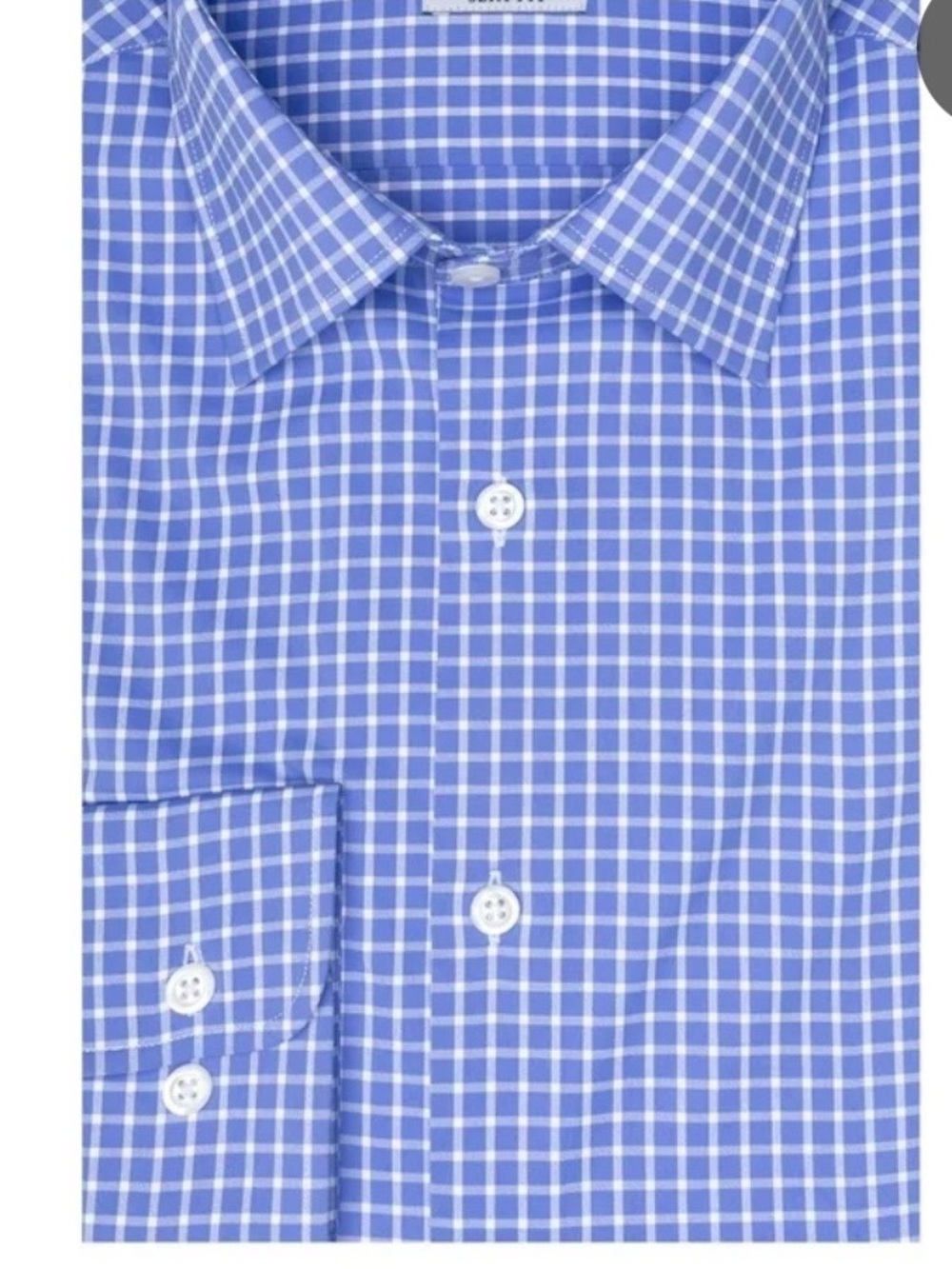 Men’s Haggar Blue and White Windowpane Dress Shirt 16 32/33